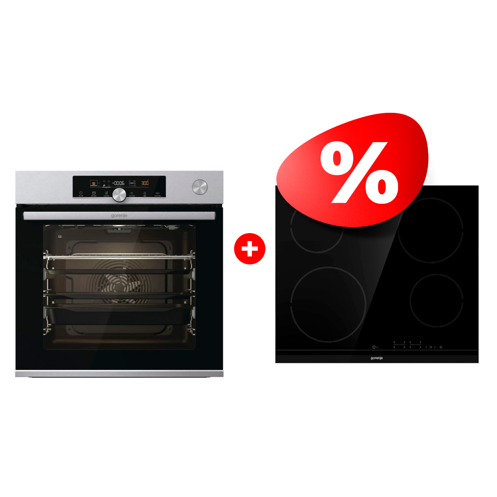 Комплект Стеклокерамическая варочная панель Gorenje ECT641BCSC + Встраиваемый духовой шкаф Gorenje BSA6747A04X 