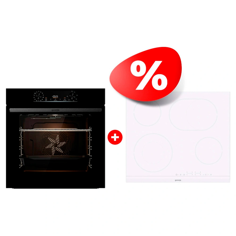 Жиынтық Gorenje электрлік пісіру беті ECT643WCSC + Встраиваемый духовой шкаф Gorenje BO6737E02BG 
