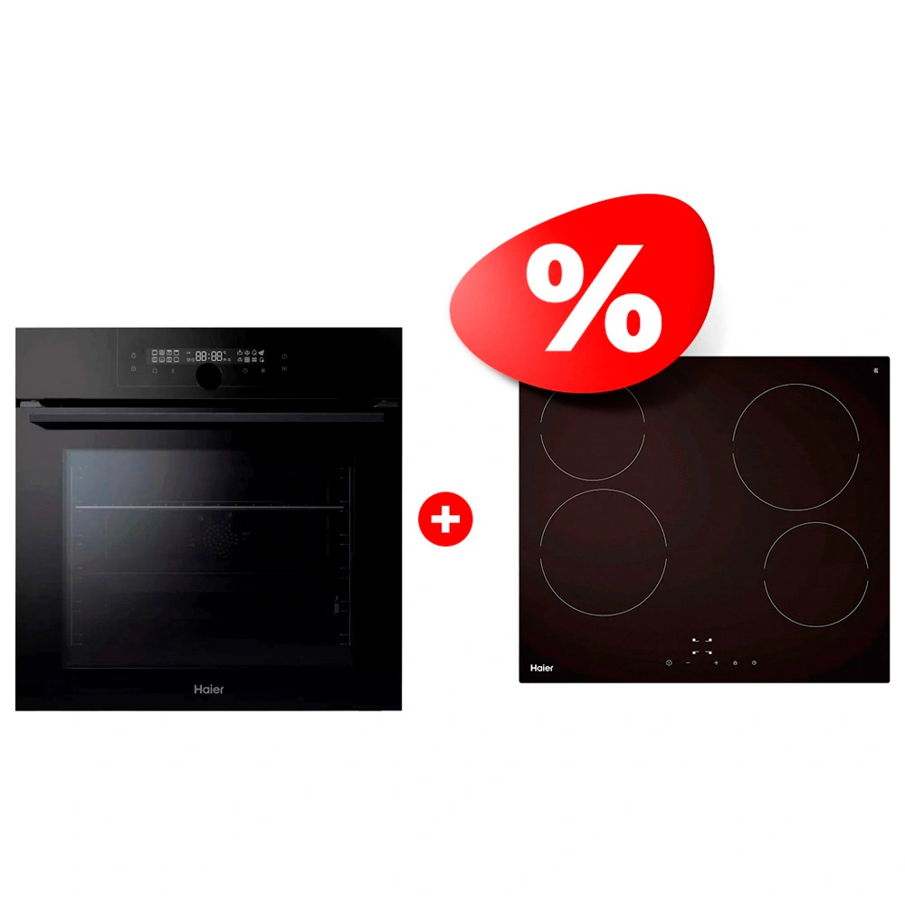 Комплект Стеклокерамическая варочная поверхность Haier HHY-C64NVTB + Встраиваемый духовой шкаф Haier HOQ-F6QAN3GB