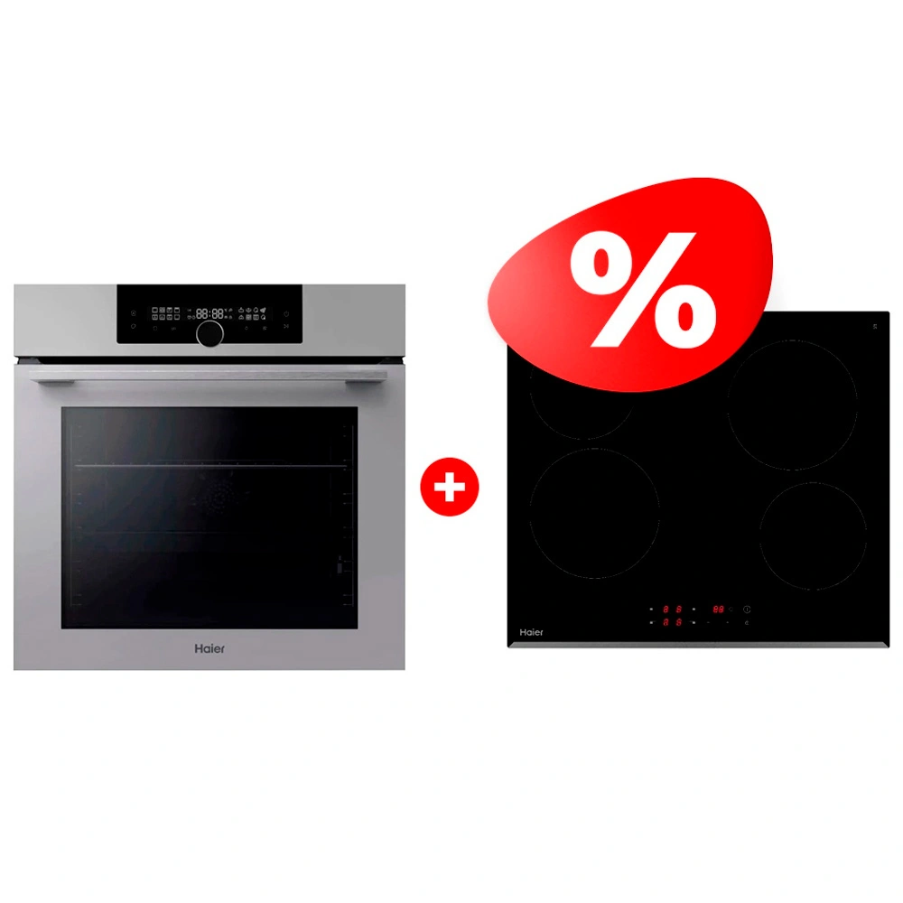 Комплект Стеклокерамическая варочная поверхность Haier HHY-C64RVB + Встраиваемый духовой шкаф Haier HOQ-F6QSN3GG