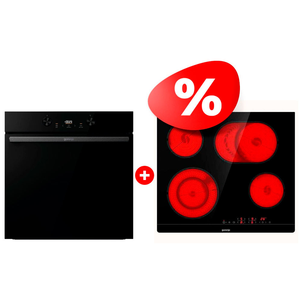 Комплект Электрическая варочная поверхность Gorenje ECT643BSC + Духовой шкаф Gorenje BOS6737E20FBG