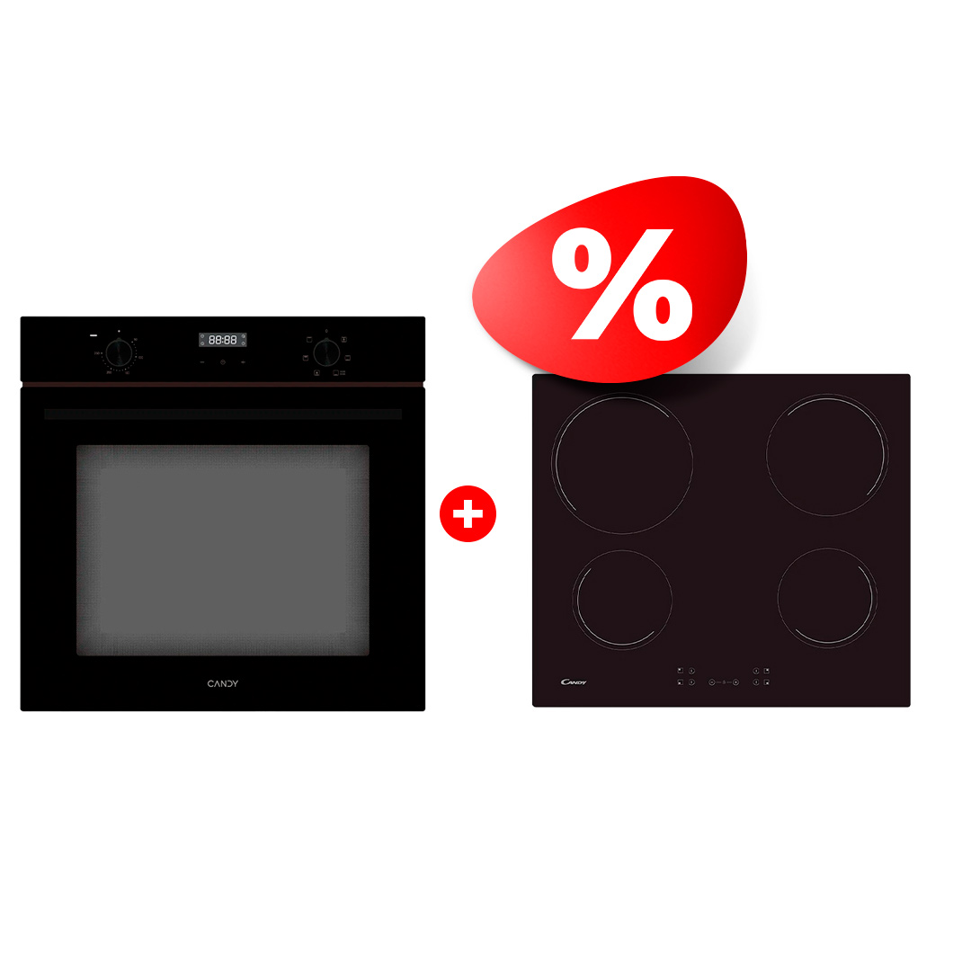Комплект Электрическая варочная поверхность Candy CH64CCB + Встраиваемый духовой шкаф Candy COSMO COXK06LNBB