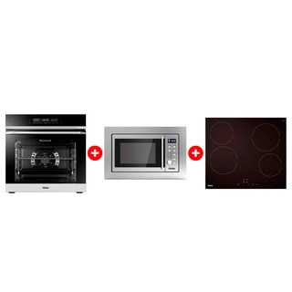 Жиынтық Стеклокерамическая варочная поверхность Haier HHY-C64NVTB + Haier  кіріктірілетін микротолқынды пеші HMX-BDG259LX + Haier кіріктірілетін тұмша шкафы HOQ-F5AABX 