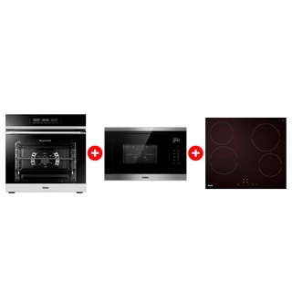 Жиынтық Стеклокерамическая варочная поверхность Haier HHY-C64NVTB + Haier  кіріктірілетін микротолқынды пеші HMX-BTG259X + Haier кіріктірілетін тұмша шкафы HOQ-F5AABX 