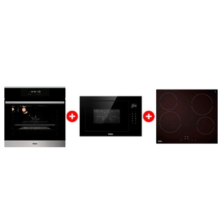 Комплект Стеклокерамическая варочная поверхность Haier HHY-C64NVTB + Встраиваемая микроволновая печь Haier HMX-BTG259B + Встраиваемый духовой шкаф Haier HOX-FP3ABX 