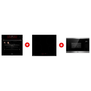 Жиынтық Haier шыны керамикалық плитасы HHY-C64RVB + Haier  кіріктірілетін микротолқынды пеші HMX-BTG259X + Haier кіріктірілетін тұмша шкафы HOX-FP5RAGB 