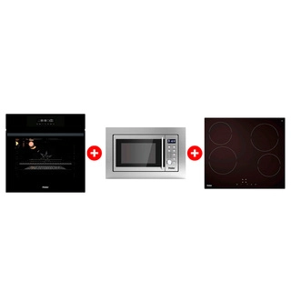 Жиынтық Стеклокерамическая варочная поверхность Haier HHY-C64NVTB + Haier  кіріктірілетін микротолқынды пеші HMX-BDG259LX + Haier кіріктірілетін тұмша шкафы HOX-FP3AGB 