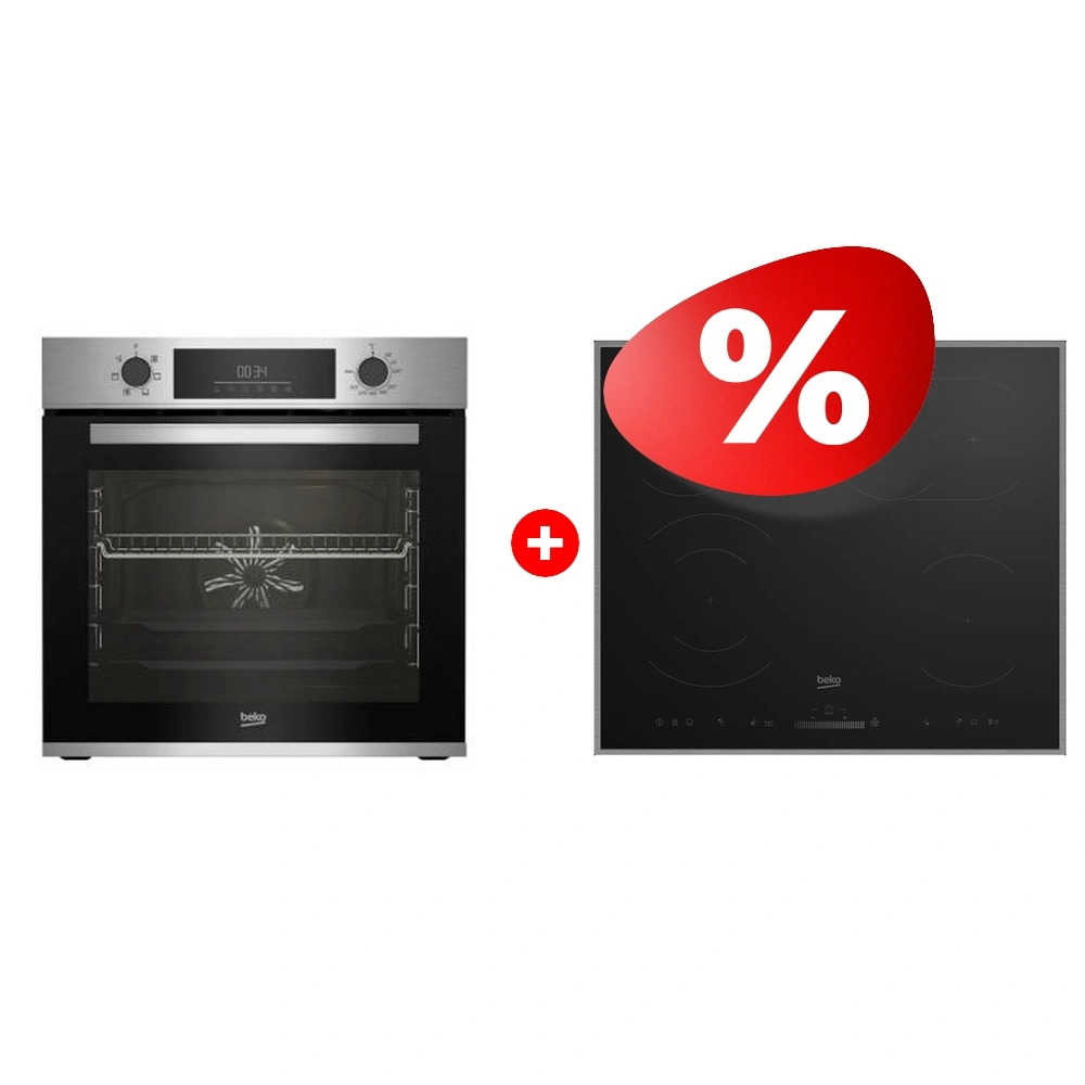 Комплект Электрическая варочная поверхность Beko HIC 64503 TX + Встраиваемый духовой шкаф Beko BBIE12300XD 