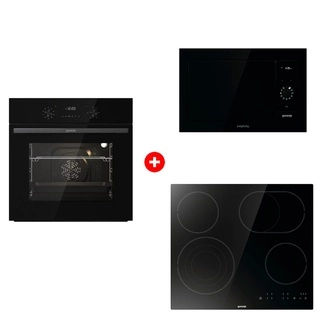 Комплект Стеклокерамическая варочная панель Gorenje ECT646BSCE + Встраиваемая микроволновая печь Gorenje BM235G1SYB + Встраиваемый духовой шкаф Gorenje BO6737E02NBG 