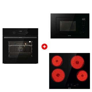 Комплект Стеклокерамическая варочная панель Gorenje ECT64BSCE + Встраиваемая микроволновая печь Gorenje BM201M2BG + Встраиваемый духовой шкаф Gorenje BO6737E02NBG 