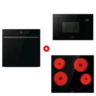 Комплект Стеклокерамическая варочная панель Gorenje ECT64BSCE + Встраиваемая микроволновая печь Gorenje BM201M2BG + Духовой шкаф Gorenje BOS6737E20FBG 