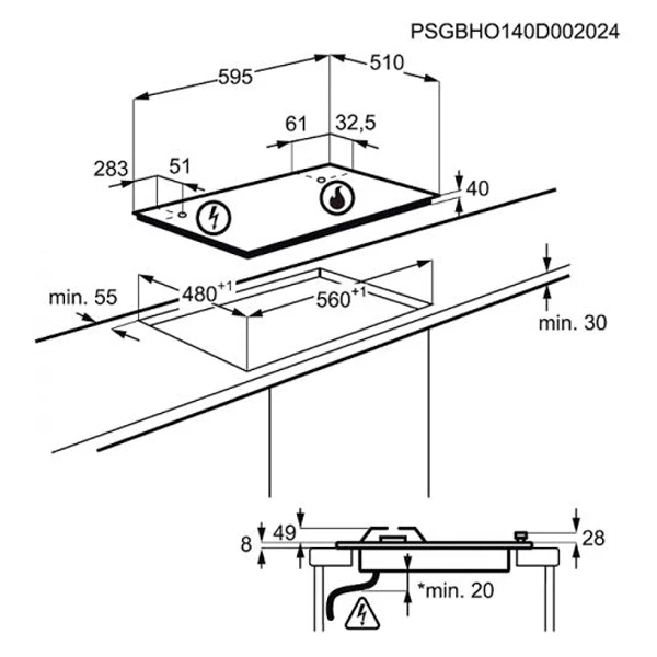 Electrolux газ пісіру беті GPE263MB - фото 5