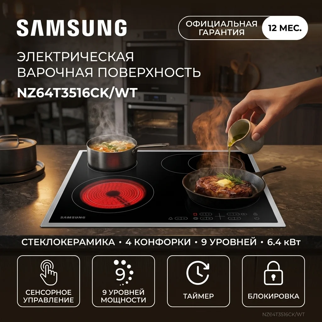 Электрическая варочная поверхность Samsung NZ64T3516CK/WT - фото 2