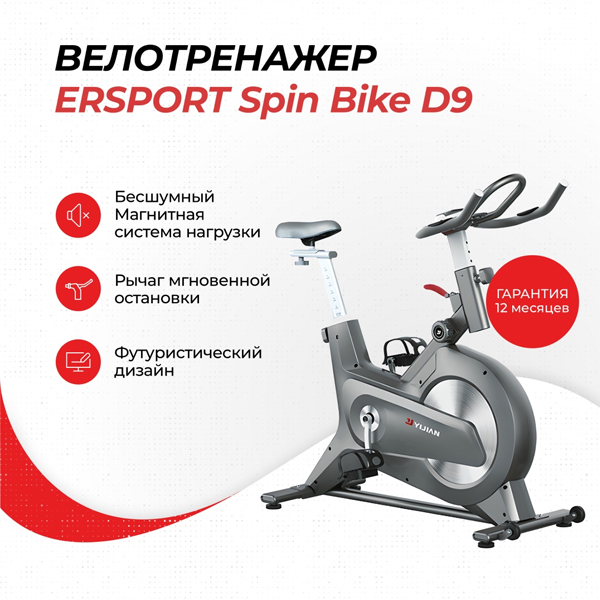 Велотренажер ErSport Spin Bike D9 v2.0 Серый