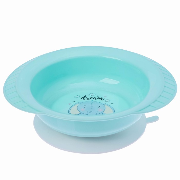 Набор детской посуды: тарелка на присоске, 500 мл, ложка, 2 шт., вилка, 2 шт., цвета МИКС 