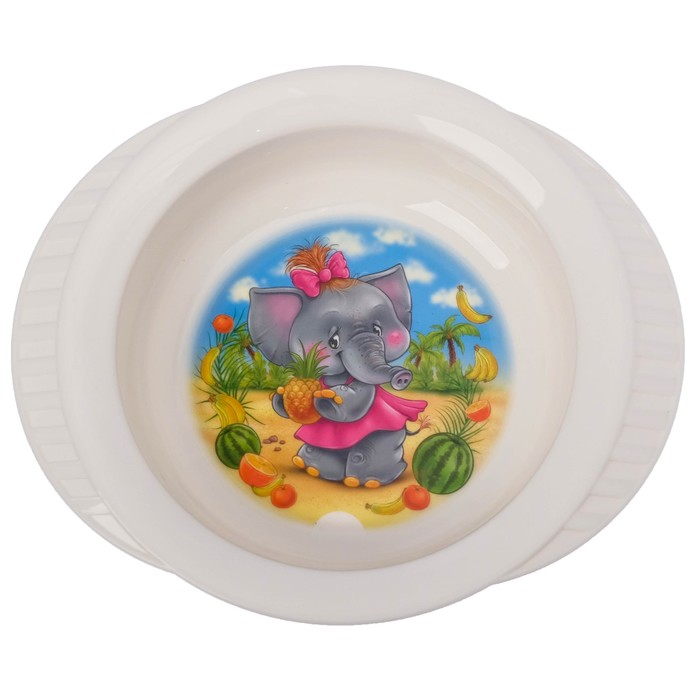 Набор детской посуды: тарелка на присоске, 500 мл, ложка, 2 шт., вилка, 2 шт., цвета МИКС 
