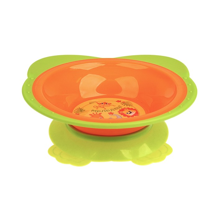 Набор детской посуды «Зоопарк», 3 предмета: тарелка на присоске 250 мл, ложка, вилка, от 5 мес. 