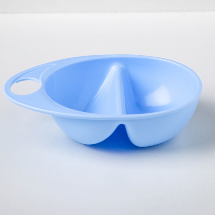 Набор посуды для кормления, 3 предмета: тарелка двухсекционная, ложки 2 шт., от 5 мес., цвет голубой 