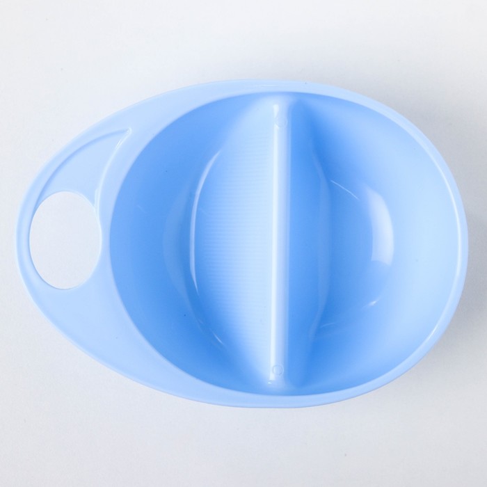 Набор посуды для кормления, 3 предмета: тарелка двухсекционная, ложки 2 шт., от 5 мес., цвет голубой 