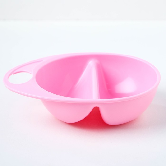 Набор посуды для кормления, 3 предмета: тарелка двухсекционная, ложки 2 шт., от 5 мес., цвет розовый 