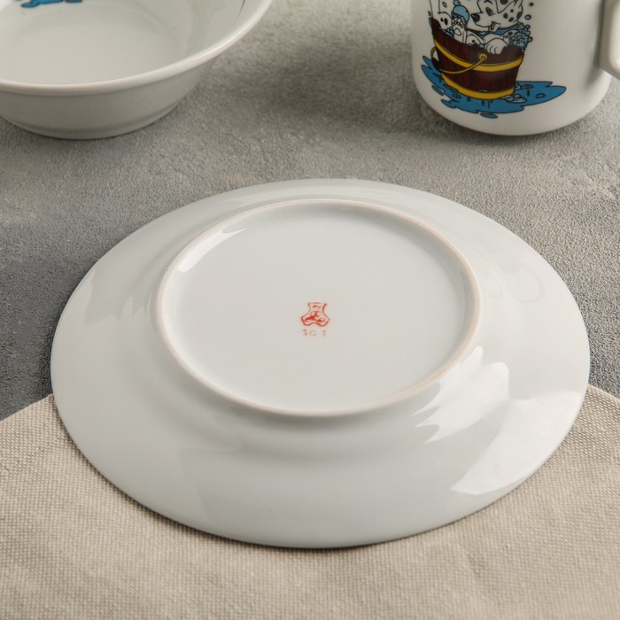Набор посуды "Далматинцы", 3 предмета: кружка 200 мл, салатник 360 мл, тарелка мелкая 17 см, МИКС 