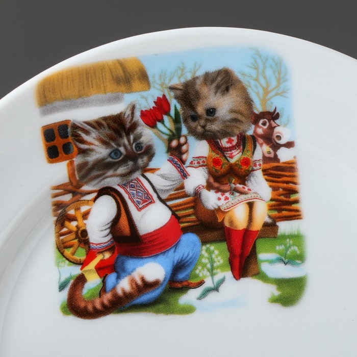 Набор посуды "Детство" коты, деколь, 3 предмета, микс 