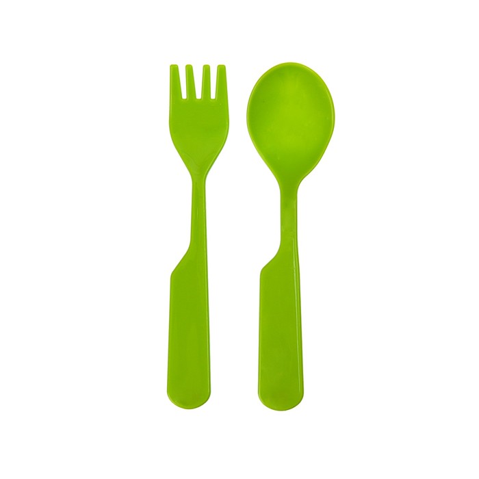 Набор детской посуды, 3 предмета: миска с ручкой на присоске 400 мл, ложка, вилка, цвет салатовый 