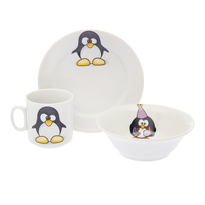 Набор посуды "Пингвинчики", 3 предмета, МИКС 