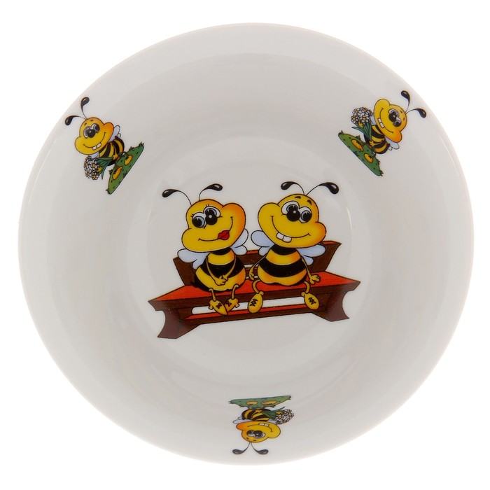 Набор посуды "Пчёлы", 3 предмета: кружка 250 мл, салатник 350 мл, тарелка мелкая 16,5 см, рисунок МИКС 