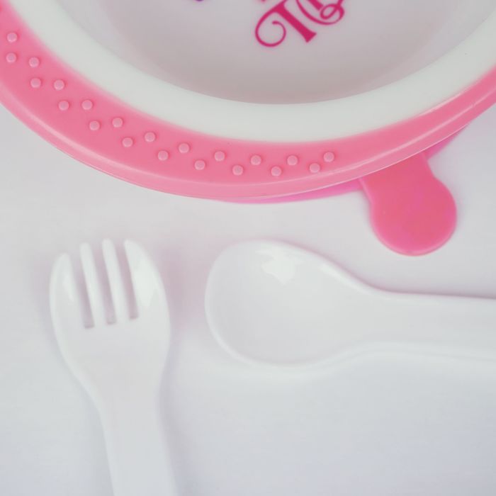 Набор детской посуды «Принцесса», 3 предмета: тарелка на присоске 200 мл, ложка, вилка, от 5 мес. 