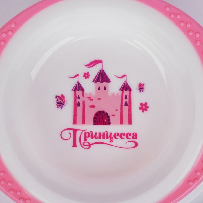 Набор детской посуды «Принцесса», 3 предмета: тарелка на присоске 200 мл, ложка, вилка, от 5 мес. 