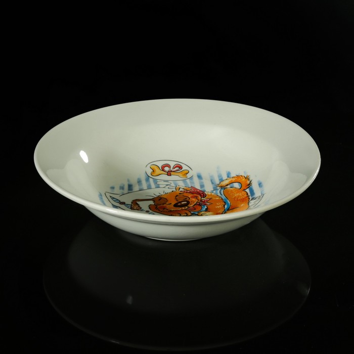 Набор посуды "Дружок", 3 предмета: кружка 260 мл, тарелка мелкая 17,5 см, тарелка глубокая 17,5 см 