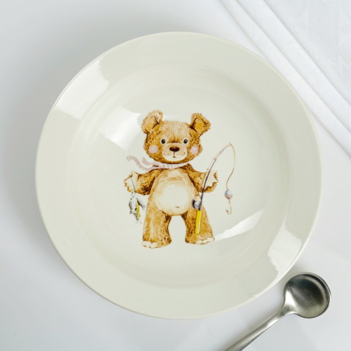 Набор посуды "Медвежата", 3 предмета: кружка 260 мл, тарелка мелкая 17,5 см, тарелка глубокая 17,5 см, рисунок МИКС 