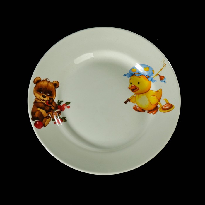 Набор детской посуды "Утёнок, медвежонок", 3 предмета: тарелка 17,5 см, миска 250 мл (17,5 см), кружка 260 мл 