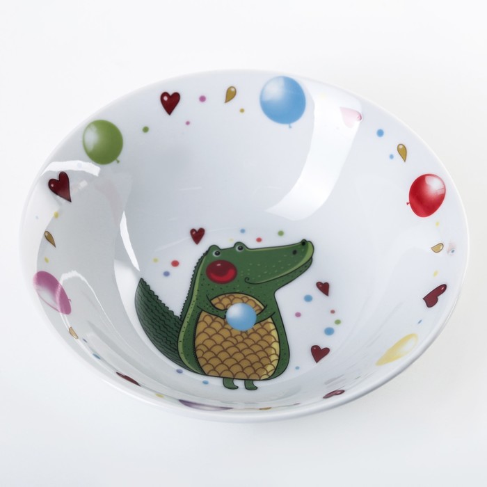 Набор детской посуды "Крокодильчик", 3 предмета: кружка 250 мл, миска 400 мл, тарелка 18 см 