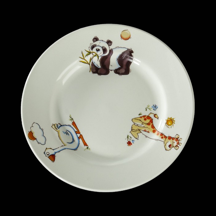 Набор детской посуды "Зоопарк", 3 предмета: тарелка 17,5 см, миска 250 мл (d=17,5 см), кружка 260 мл 