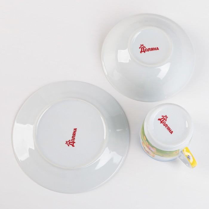 Набор детской посуды "Дружок", 3 предмета: кружка 230 мл, миска 400 мл, тарелка d=18 см 