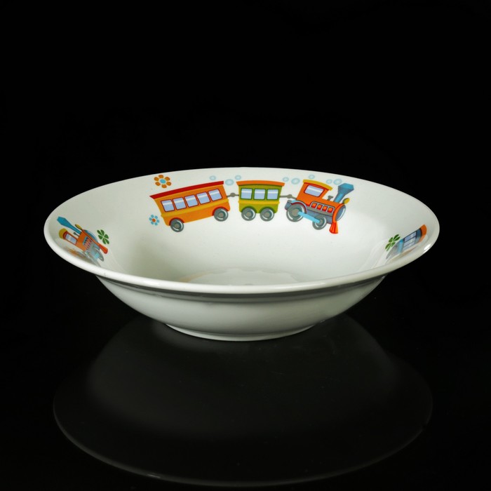 Набор детской посуды "Паровозик", 3 предмета: тарелка 17,5 см, миска 250 мл (d=17,5 см), кружка 260 мл 