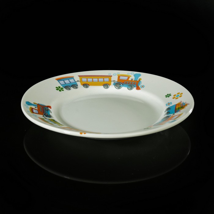 Набор детской посуды "Паровозик", 3 предмета: тарелка 17,5 см, миска 250 мл (d=17,5 см), кружка 260 мл 