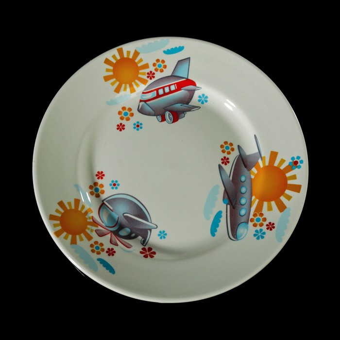 Набор детской посуды "Вертолётик", 3 предмета: тарелка 17,5 см, миска 250 мл (d=17,5 см), кружка 260 мл 