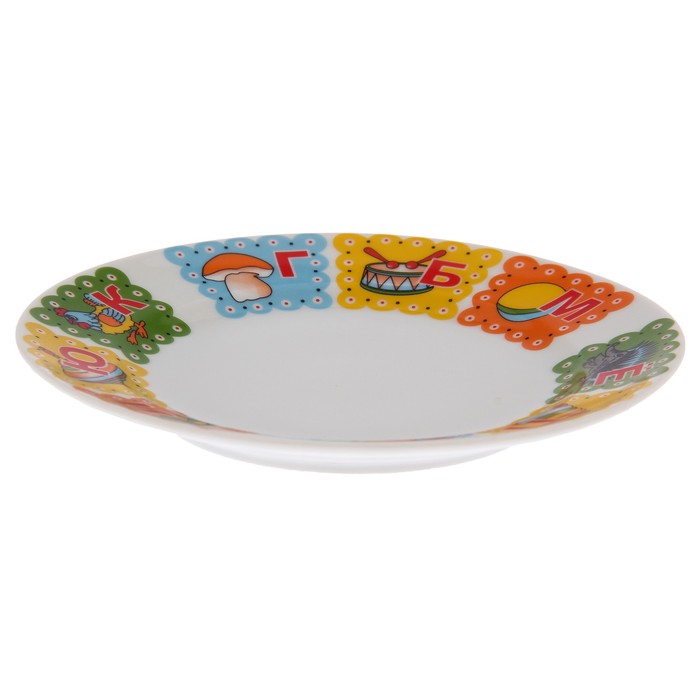 Набор детский "Азбука", 3 предмета: тарелка глубокая 230 мл 20 см, тарелка 17 см, кружка 200 мл 