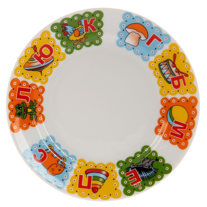 Набор детский "Азбука", 3 предмета: тарелка глубокая 230 мл 20 см, тарелка 17 см, кружка 200 мл 