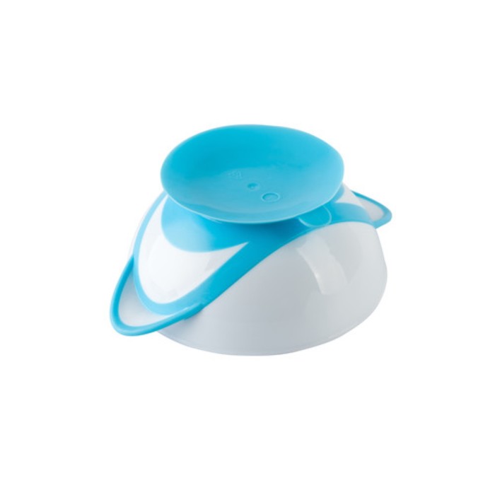 Набор детской посуды, 3 предмета: тарелка на присоске, крышка, ложка, цвет голубой 