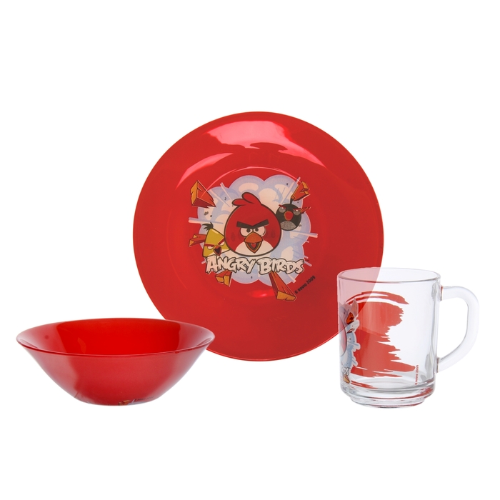 Набор "Angry Birds - Красный" 3 предмета: кружка 250 мл, тарелка 19,5 см, салатник 14 см 