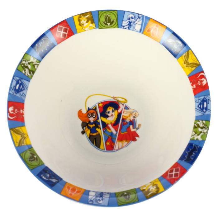 Набор посуды "Девочки супергерои", 3 предмета: кружка 220 мл, тарелка 19 см, салатник 520 мл 17,5 см 