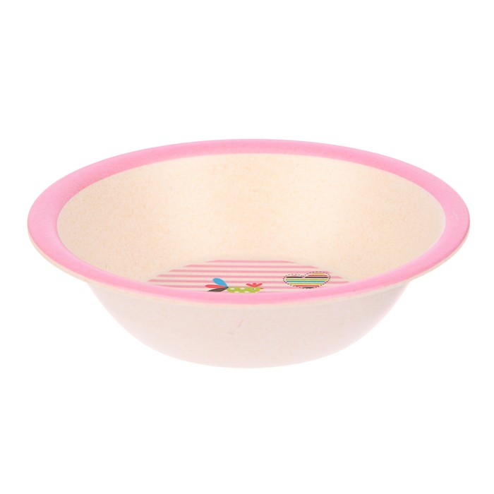 Набор детской посуды из бамбука «Розовый слоник», 5 предметов: тарелка, миска, стакан, столовые приборы 