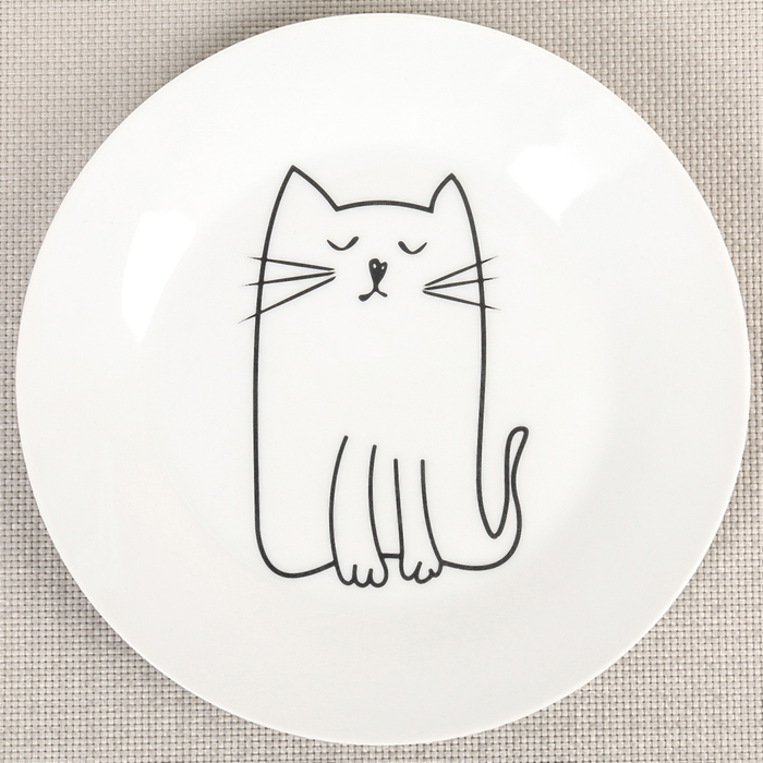 Набор посуды "Киска", 3 предмета: кружка, тарелка, глубокая тарелка 