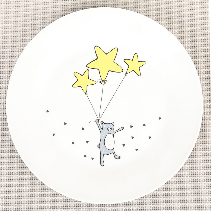 Набор посуды "Звёздный мишка", 3 предмета: кружка, тарелка, глубокая тарелка 