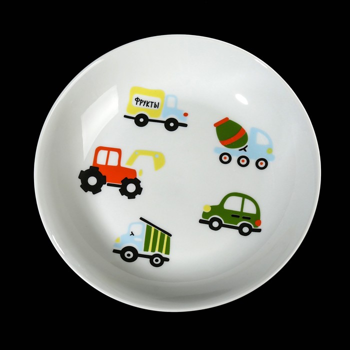 Набор посуды "Машинки", 3 предмета: кружка, тарелка глубокая, тарелка плоская 