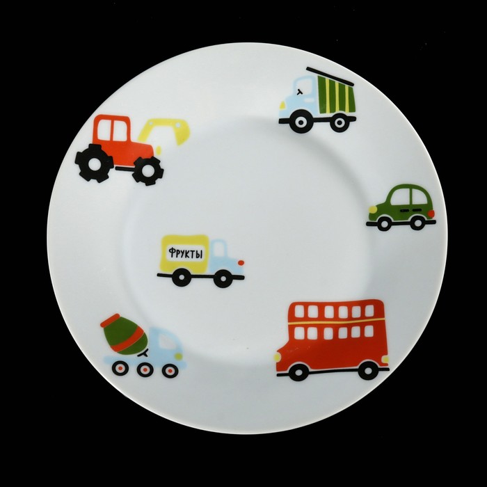 Набор посуды "Машинки", 3 предмета: кружка, тарелка глубокая, тарелка плоская 
